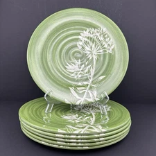 Target Home GREEN GARDENS Melamine Dinner Plates (6) Cream Flower Superior Cond.