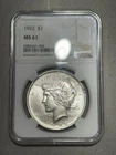 1922 Peace Silver Dollar Coin NGC MS 61