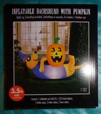 Halloween Inflatable Dachshund With Pumpkin Dog 3.5 Ft. Wide