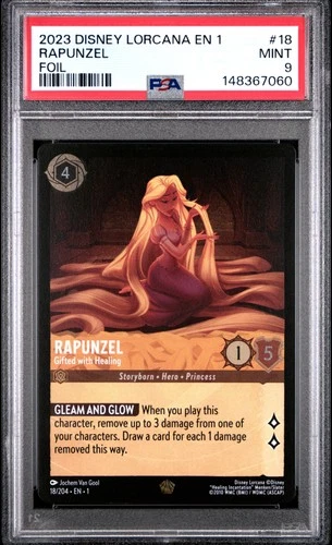 2023 DISNEY LORCANA EN 1-THE FIRST CHAPTER RAPUNZEL GIFTED WITH HEALING PSA 9