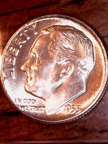 1955-S SILVER ROOSEVELT DIME ... GRADES "BRILLIANT  UNCIRCULATED"
