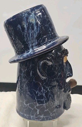 Billy Joe Craven Southern Folk Art Pottery Cigar Smoking Man in Top Hat Face Jug - Picture 4 of 6
