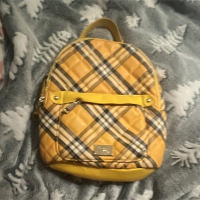 Madden NYC Yellow Plaid Quilted Backpack Zip Closure Outer  display picture 2