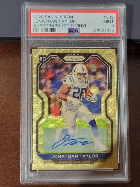 2020 Prizm Jonathan Taylor Rookie Auto Gold Vinyl 5/5 Colts PSA 9 Mint #332