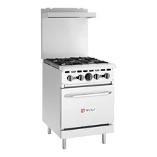 Wolf Natural Gas 24" Manual Range with 4 Burners and Compact Oven - 142,000 BTU