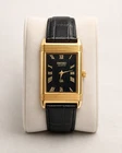 Vintage Seiko Reverso Frame Tank Wrist Watch Refurbished Black Dial Gold Bezel