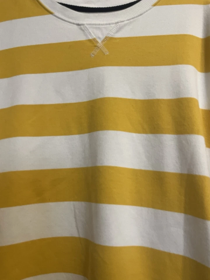 Sudadera para mujer St. John's Bay L clásica mezcla de algodón a rayas amarillas Foto 3 de 4