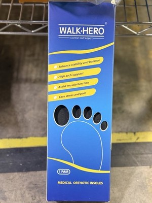 Walk Hero Plantar Fasciitis Feet Insoles High Arch Orthotics Mens Size 10-10.5