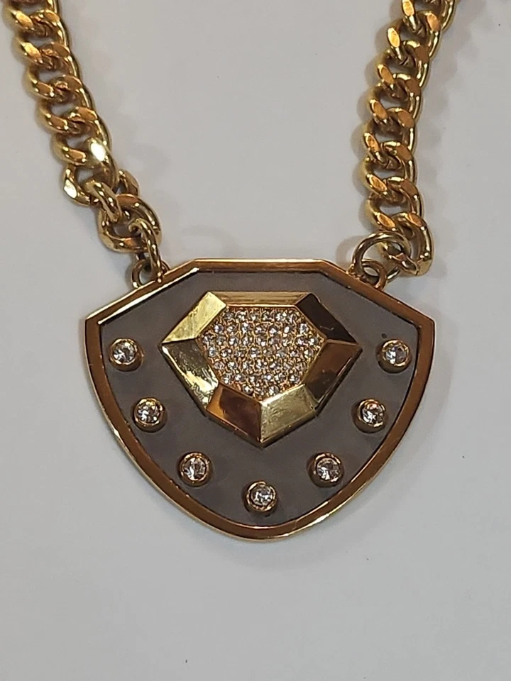 Collar Vince Camuto Cadena Gruesa Tono Dorado Cristal Diseñador Alta Gama Foto 2 de 4