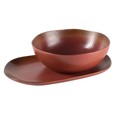 Bloomhouse Palermo Sun 2pc Serving Bowl & Oval Platter Set Paprika Red