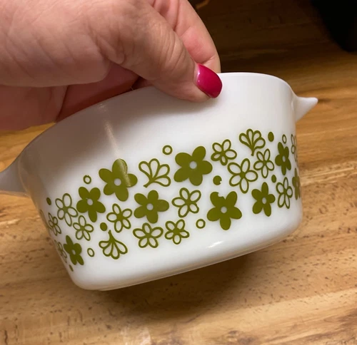 Vintage PYREX Casserole Dish Spring Blossom Crazy Daisy 474-B 1.5