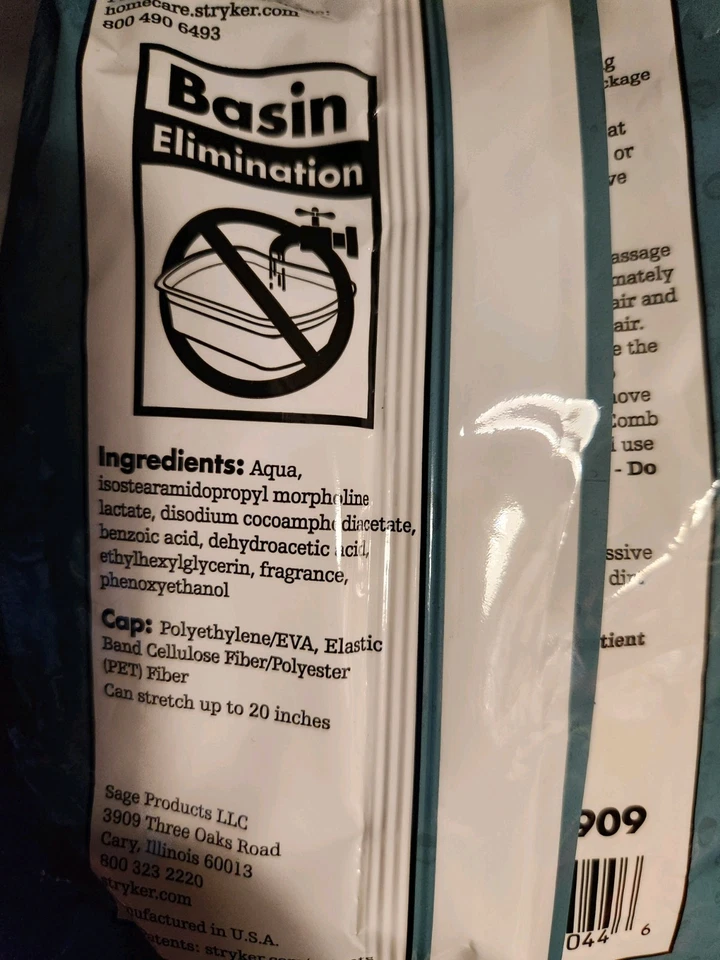 3 PKS tampa de xampu sem enxágue mais condicionador Stryker 7909 fragmento leve descartável - Imagem 4 de 4