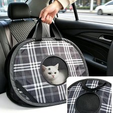 Pop Open Cat Carrier, 20.0"L x 15.0"W x 15.0"H, Black and White Plaid