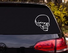 Skull Side Profile Outline Bared Teeth Jaw Open Vinyl Decal Sticker Car Window