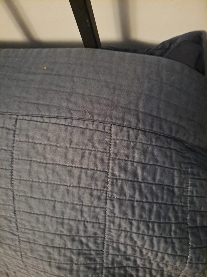 真品简单全/大号被子蓝色 87 英寸 x 92 英寸棉 轻度使用 状况良好 — 第 4/4 张图片