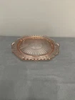 VTG ANCHOR HOCKING Depression Pink Mayfair Open Rose 3 Footed Trivet Platter