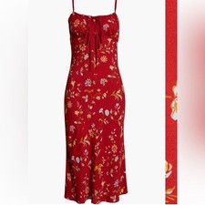 NEW Reformation Camira Floral Midi Dress Empire Waist Slipdress Borsa Red 4