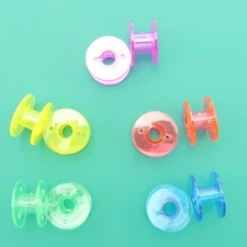25 Pcs Empty Plastic Bobbin Spools with Storage Box for Domestic Sewing Machines