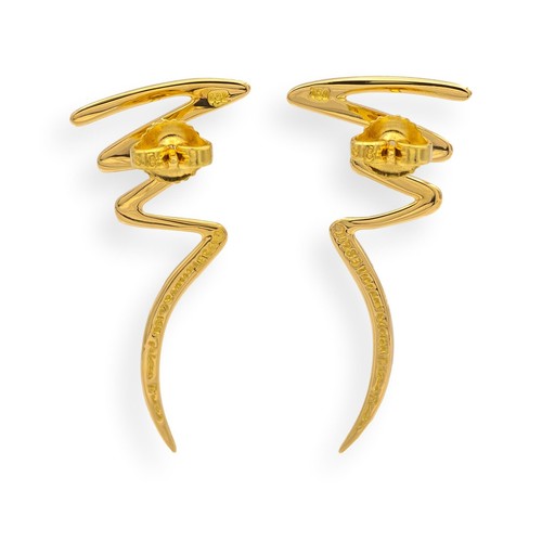 Vintage Paloma Picasso Tiffany & Co. 18K Yellow Gold Scribble Zig Zag Earrings - Bild 5 von 9
