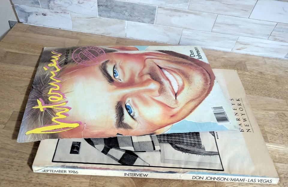 Andy Warhol  INTERVIEW Magazine - DON JOHNSON Cover - Sept 1986 TORN COVER - Image 3 of 4