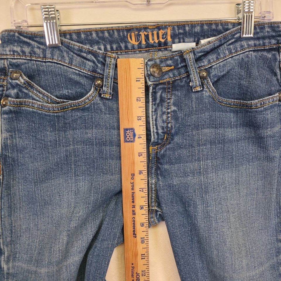Jeans Cruel Girl Juniors 7 T Azul Bootcut Pierna Tiro Bajo Lavado Oscuro Vaquera Occidental Foto 4 de 4