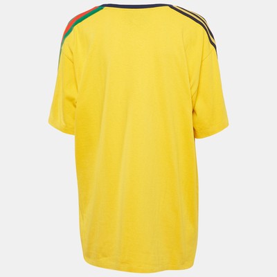 【GUCCI】 Yellow Cotton T-Shirt Gucci x adidas Yellow Printed Cotton Oversize T-Shirt L | eBay