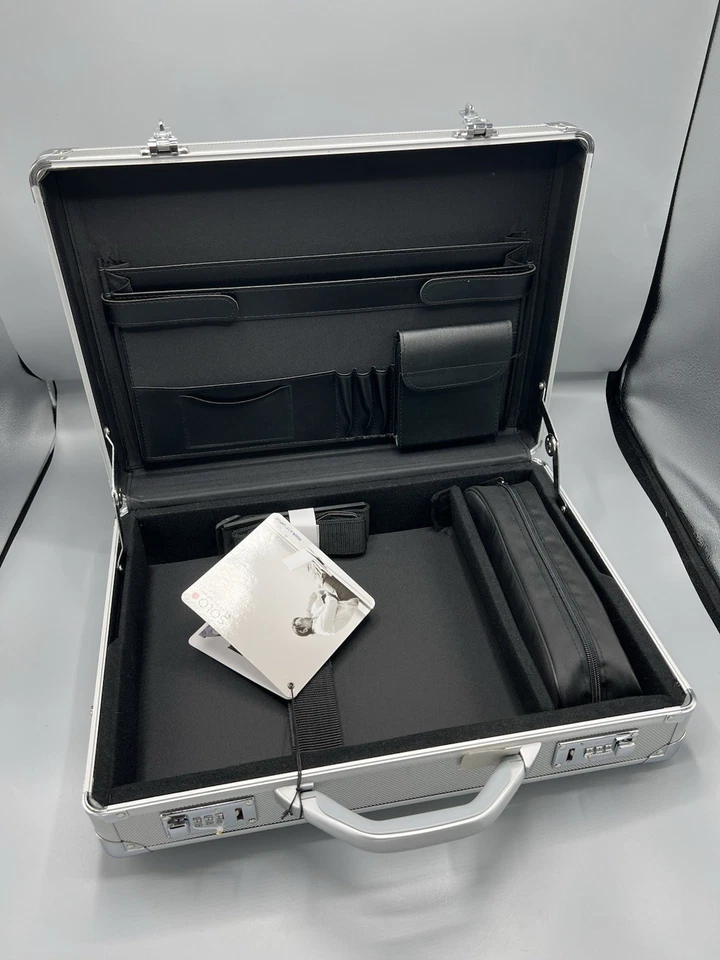 Solo серебро алюминия 17 «ноутбук атташе AC100-10 портфель с двойной замки новый с Ярлыками - Изображение 3 из 3