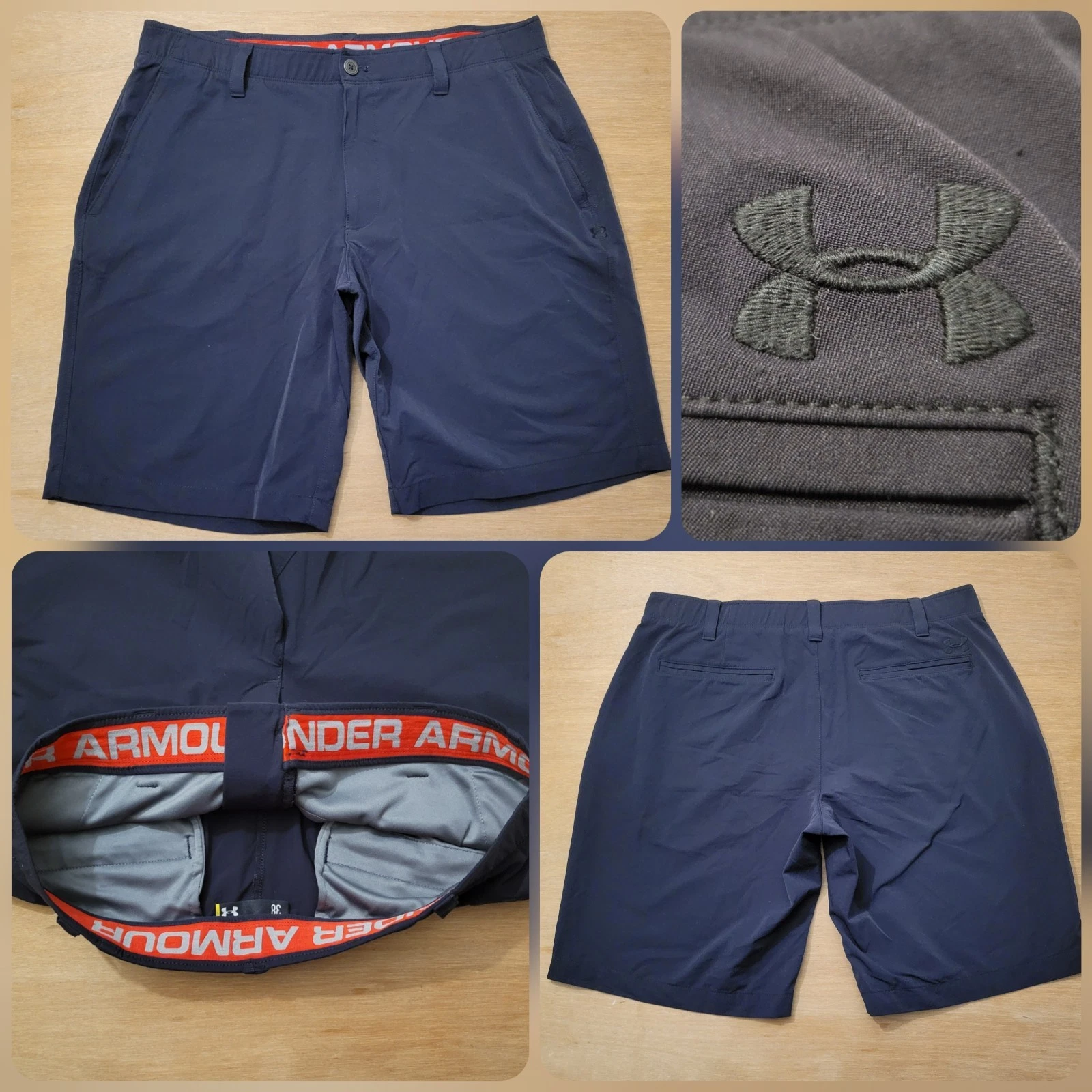 Under Armour UA Golf Shorts Men's Size 38 Black Flat Front Performance Stretchy
