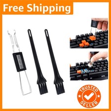 Stainless Steel Keycap Puller with 2 Cleaning Brushes for Mechanical Keyboards