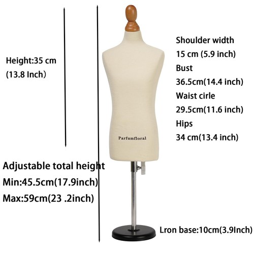 Male Dress Form Mannequin(Not Full Size Body Height 12.8 inch for Sewing, 1/3... - Picture 2 of 5