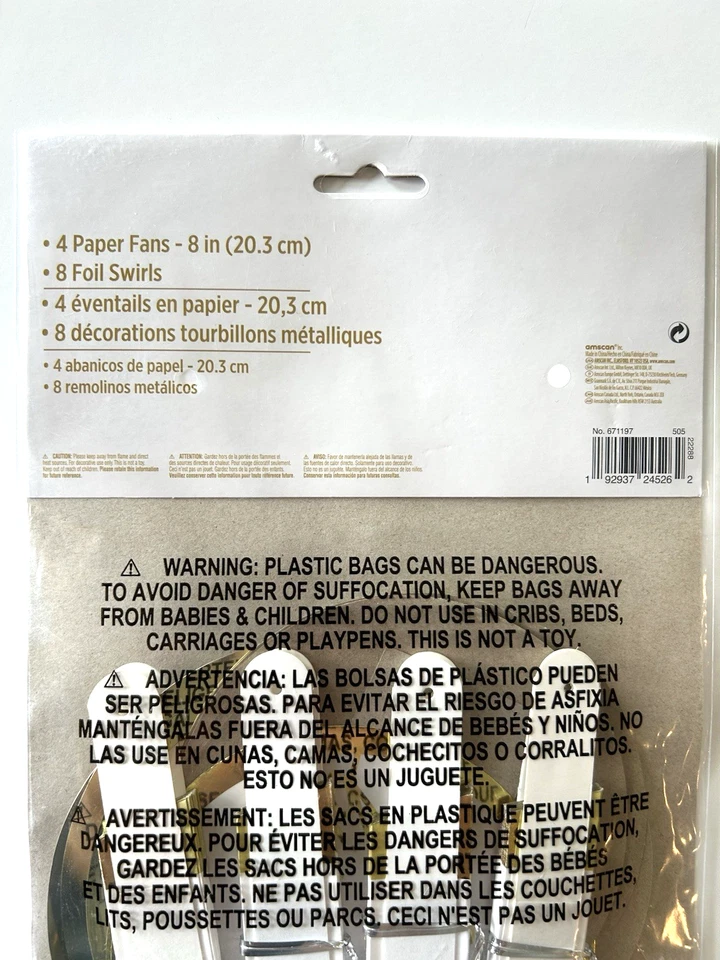 Kit de decoración de fiesta de cumpleaños 60 dorado y blanco 4 ventiladores de papel 8 remolinos dorados 12 un. Foto 4 de 4