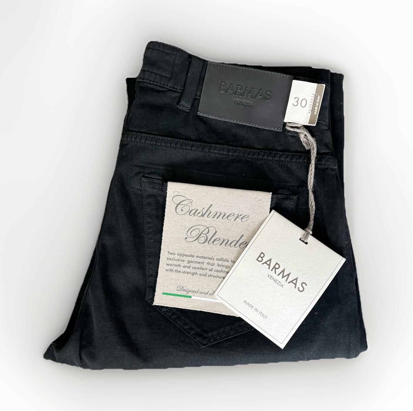 BARMAS Venezia 'Dante' Black Cashmere Blend Soft Touch Jeans RRP: £450.00 image 3
