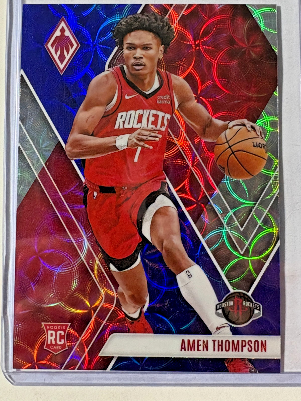 Amen Thompson 2023-24 Panini Phoenix International Blue #300 Rockets! (RC) /35