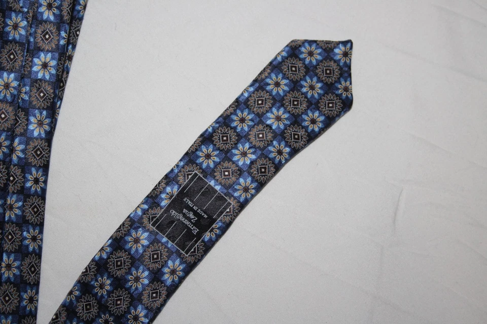 Corbata de Seda ERMENEGILDO ZEGNA Floral Lujo Hecha en Italia 58x3,75 Dominación Foto 4 de 4