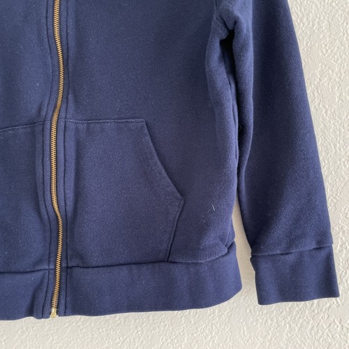 J Crew Crewcuts Full Zip Hoodie Girls 8 Navy Blue Pockets Fuzzy Pom Pom - Picture 5 of 10