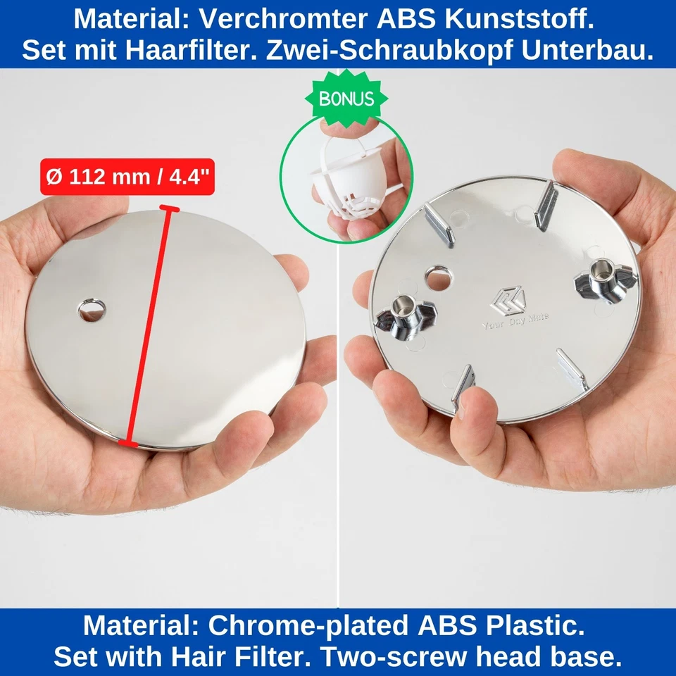 Abdeckhaube mit Haarsieb für Duschabfluss Ø 112mm kompatibel mit Viega Tempoplex - Bild 3 von 4