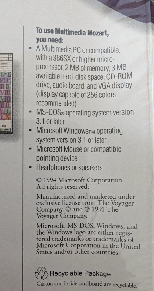 Microsoft Multimedia Mozart The Dissonant Quartet PC CD-ROM Ventana/Nuevo Sellado Foto 3 de 3