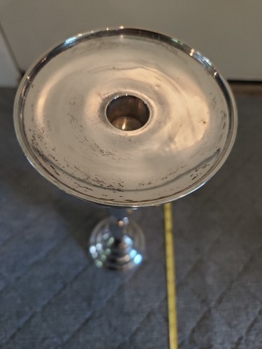 Pottery Barn Antiqued Silver Metal Taper & Pillar Candle Holder 18" Rustic - Picture 3 of 5