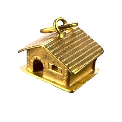 18K Gelbgold Skihütte Hütte Lodge Charm Anhänger