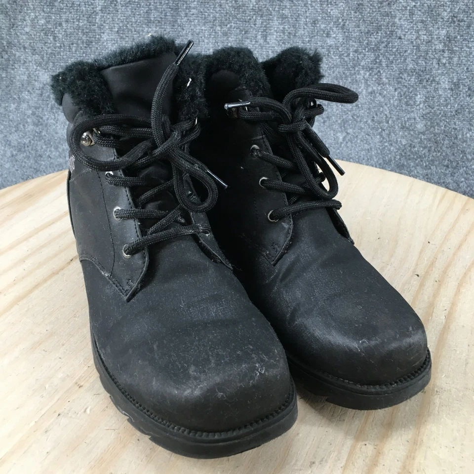 Sporto Winter Snow Boots Womens 8 M Black Faux Leather Insulated Faux Fur Round - Image 3 of 4