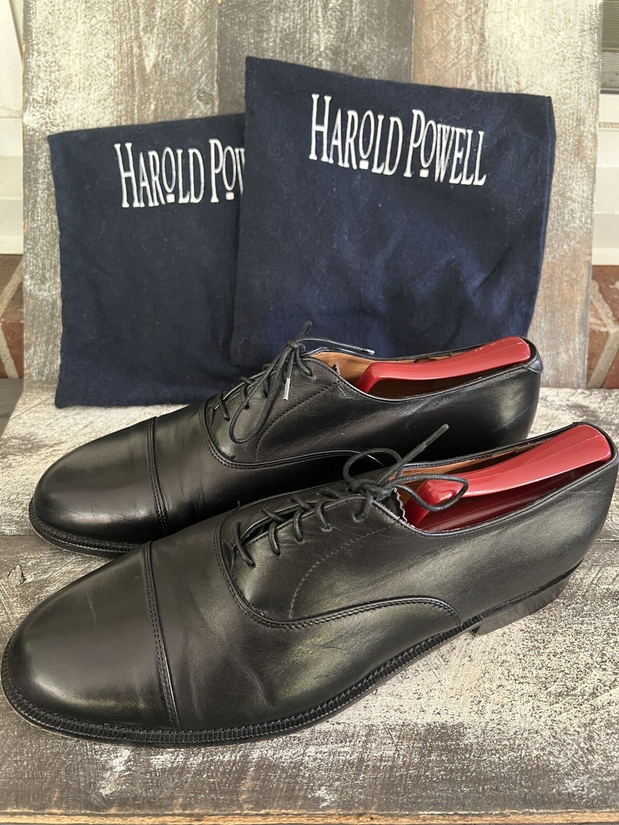 Harold Powell Black Leather Italian Made Oxfords Men