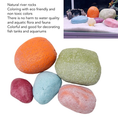 5pcs Fish Tank Decorative Colored Stones Innovative Landscaping Natural Colo NY9