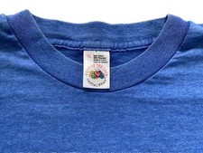 80s Fruit of the Loom Vintage Mens Shirt XL Blue Made in USA Cotton Pocket Tee