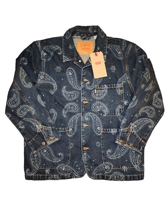 Mens L LEVI'S x SNOOP DOGG BLUE PAISLEY BANDANA 420 DENIM CHORE