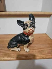 Antique Cast Iron Boston Terrier Dog Doorstop Hubley Style 7.5 x 7 Inches Heavy