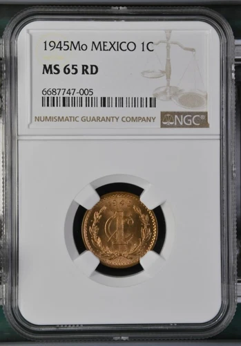 Mexico 1 Centavo 1945 Mo NGC MS 65 RD