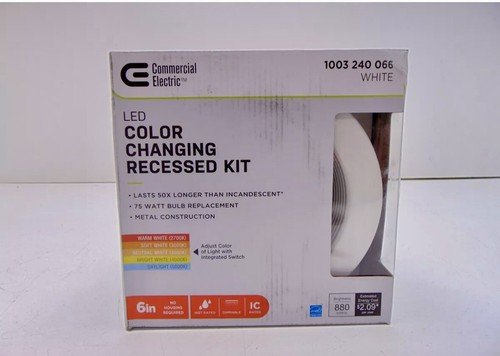 Commercial Electric white 6in LED color changing recessed ceiling light kit NIB