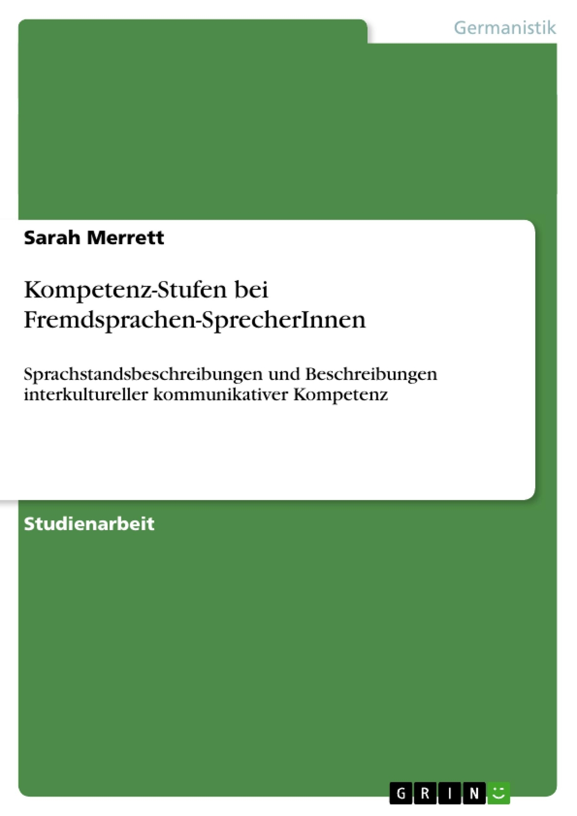 Thumbnail - Kompetenz-stufen Bei Fremdsprachen-sprecherinnen | Buch |