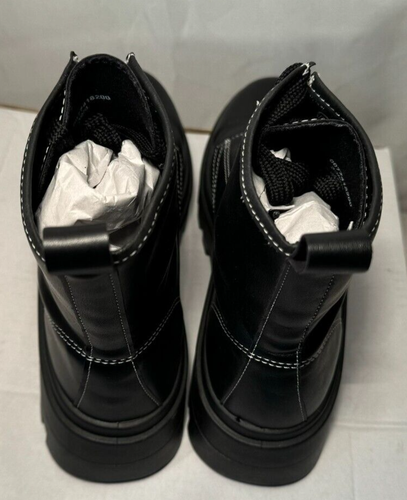 Combat Ankle Boots UK 6 / 39 Womens Urban Outfitters Black Faux Leather Lace Up - Picture 8 of 15