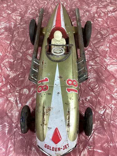 Vintage 12,5" Long Bandai Golden Jet Race Car #18 Blechspielzeugauto Made in Japan - Bild 14 von 14